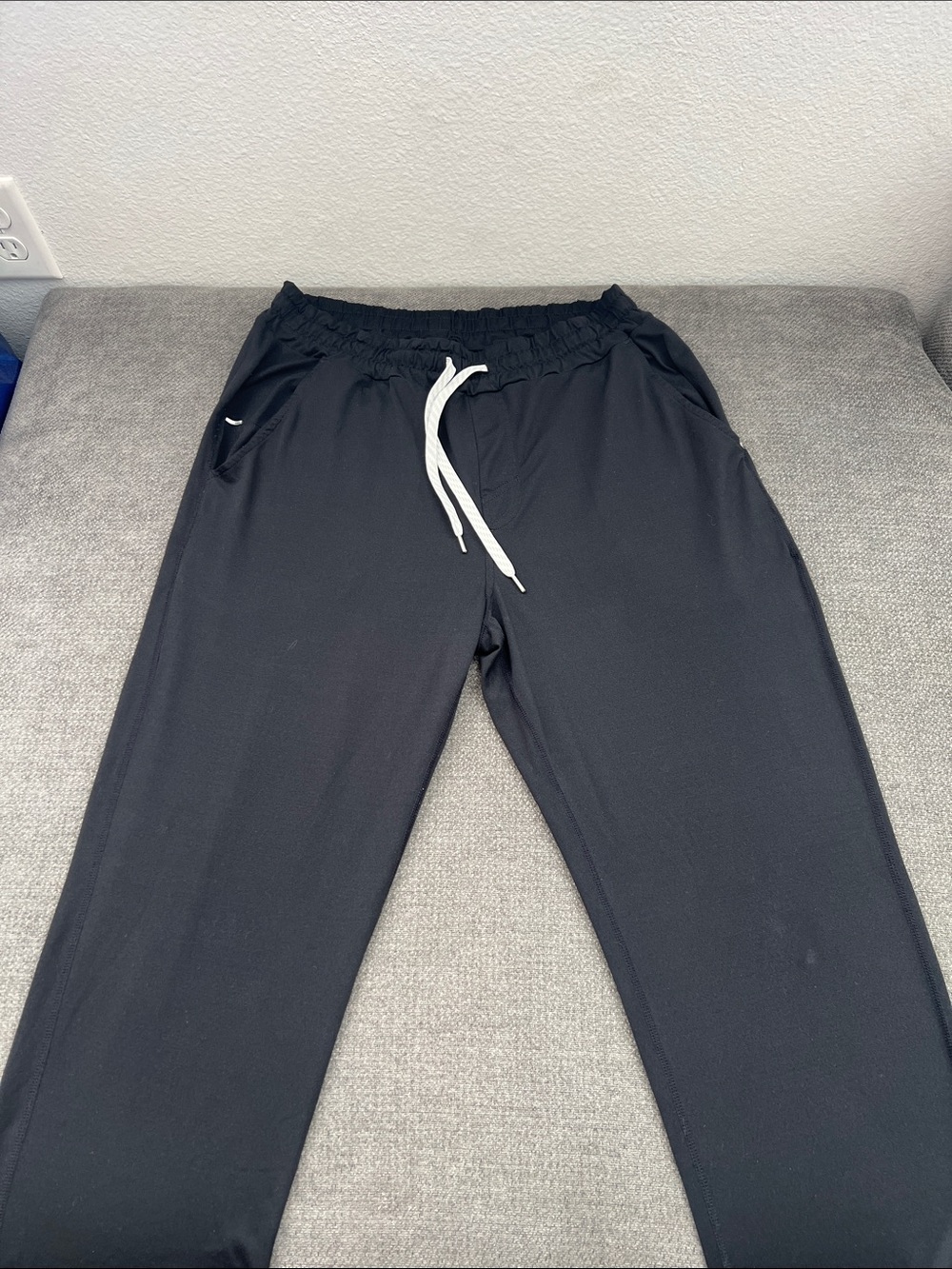 Vuori Black Jogger Pants with White Drawstring